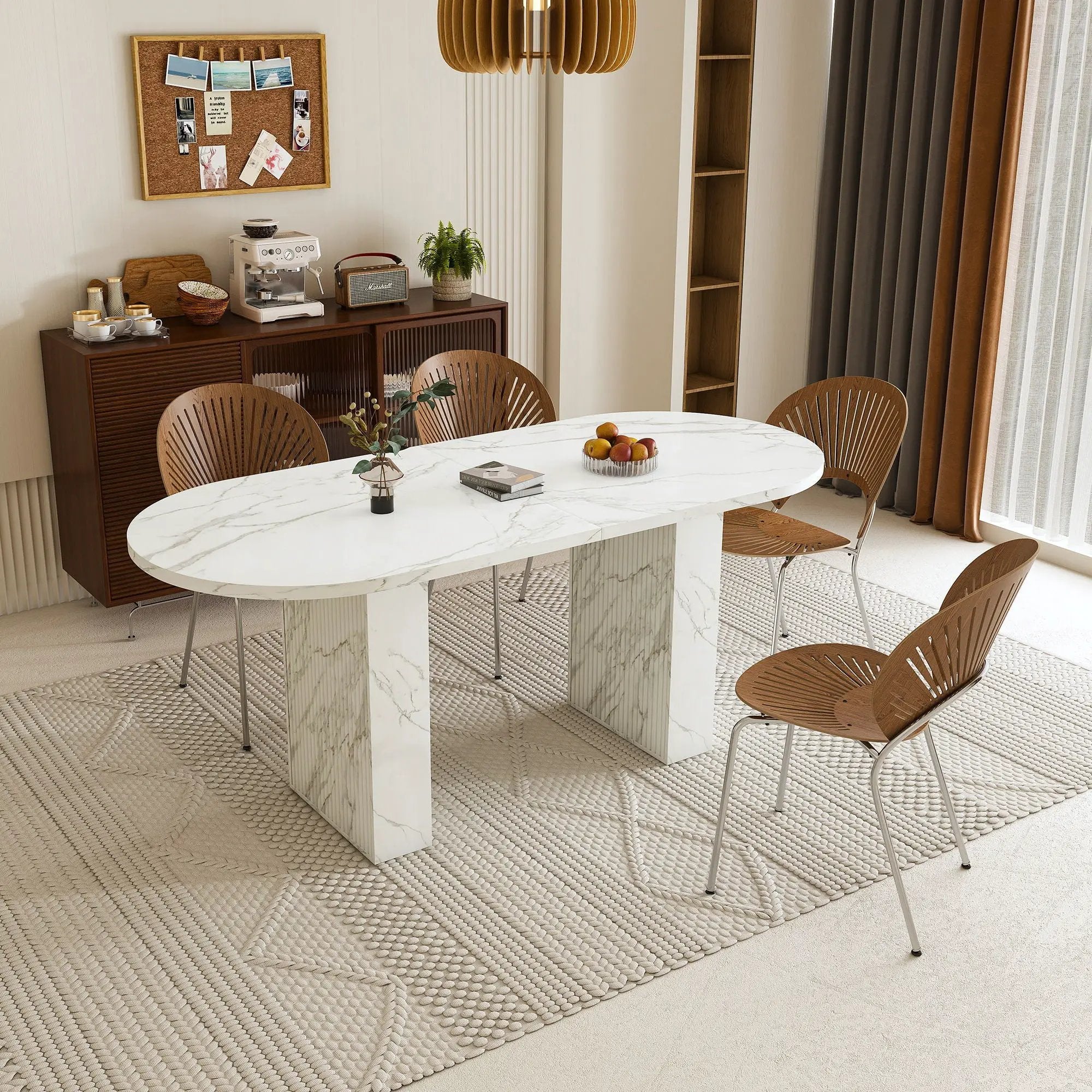 Oval Dining Table With Wood Strip Base by HouseOfZazla