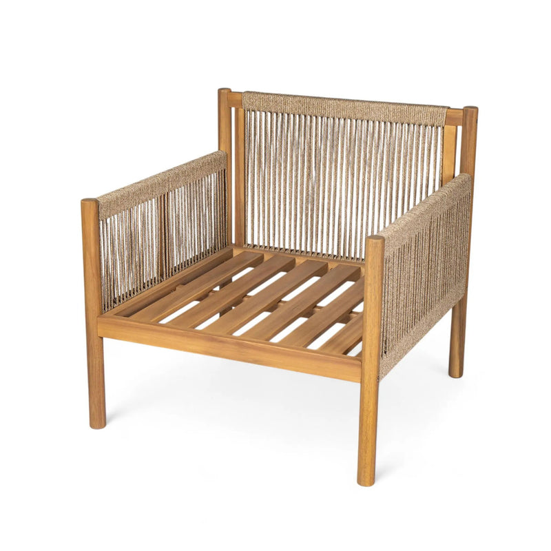 Modern Outdoor Woven Lounge Chair With Solid Wood Frame - Teak by HouseOfZazla