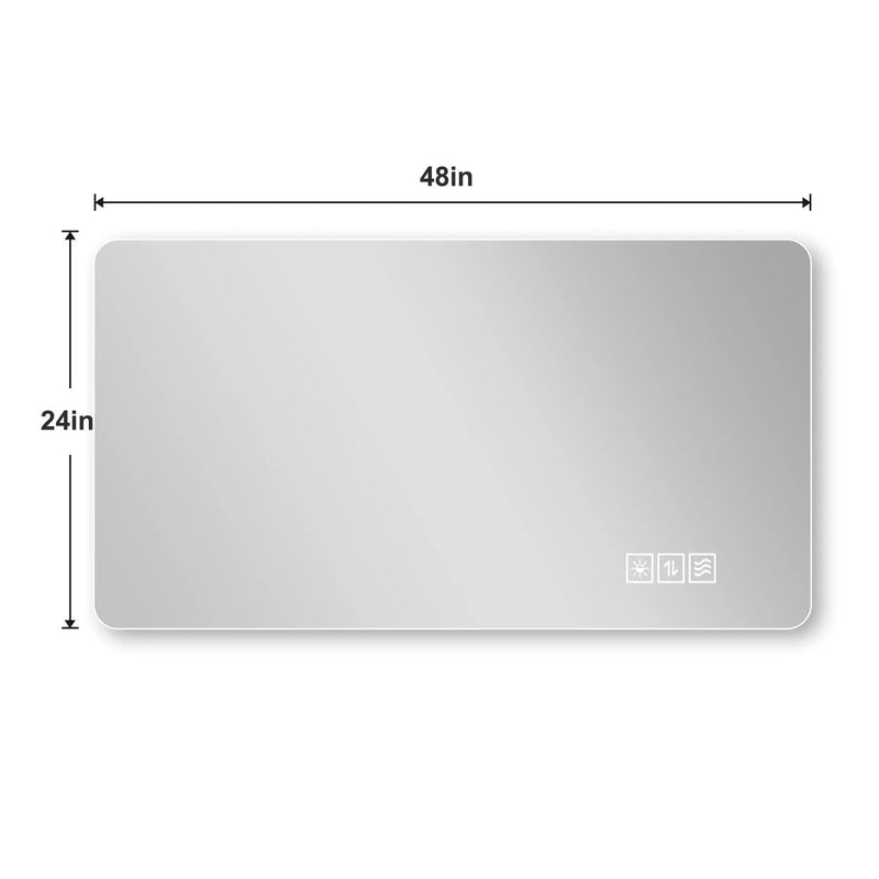 Wall Mounted Bathroom Full Length Makeup Mirror With 3 Color Lighting - Clear by Unique Piece Furniture