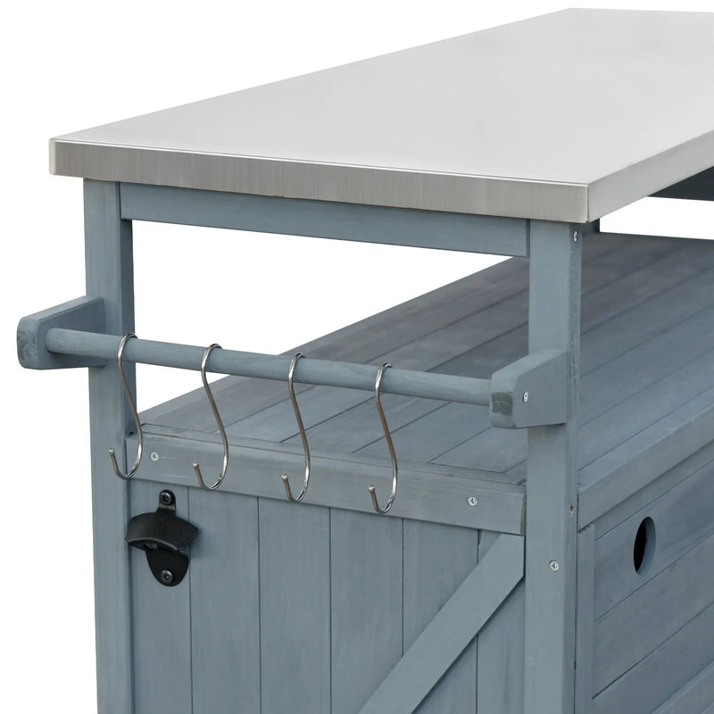 K&K Outdoor Kitchen Island, Rolling Bar Cart & Storage Cabinet by HouseOfZazla