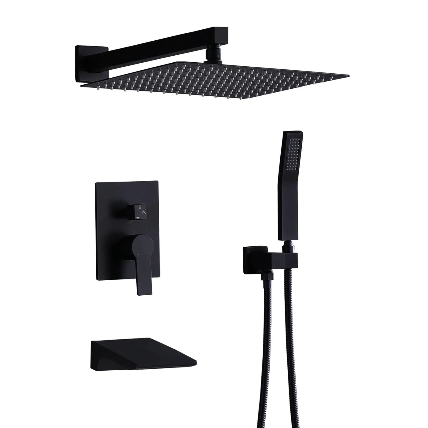 Tub Shower Faucet Set With 12" Rain Shower Head And Handheld Spray Combo by HouseOfZazla