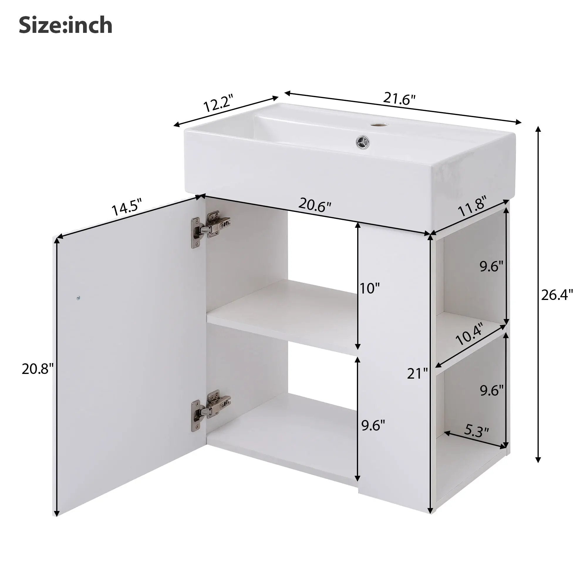 Modern Floating Bathroom Vanity With Ceramic Basin Perfect For Small Bathrooms by Unique Piece Furniture
