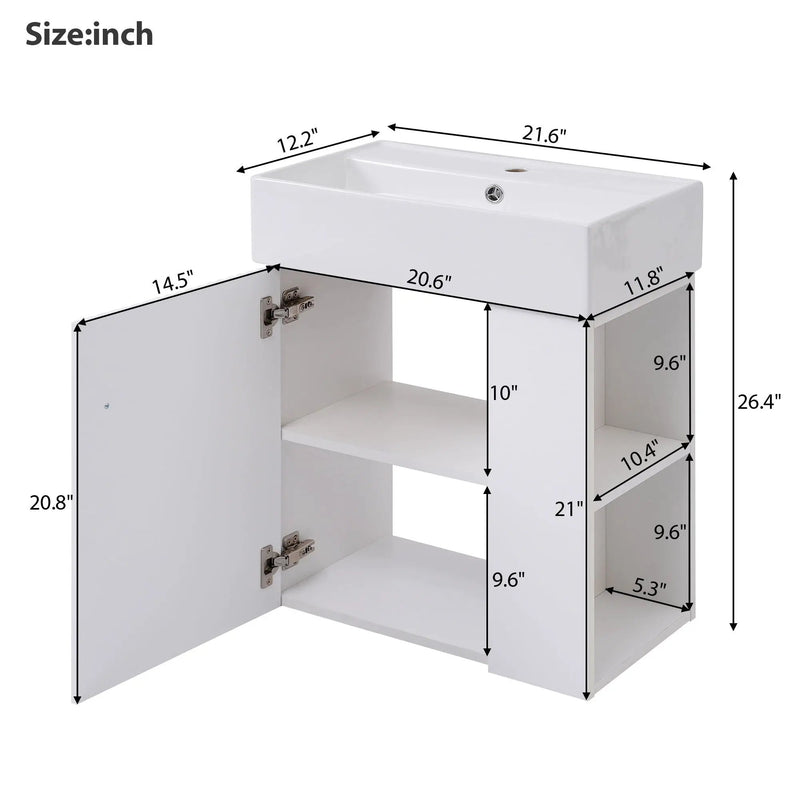 Modern Floating Bathroom Vanity With Ceramic Basin Perfect For Small Bathrooms by Unique Piece Furniture