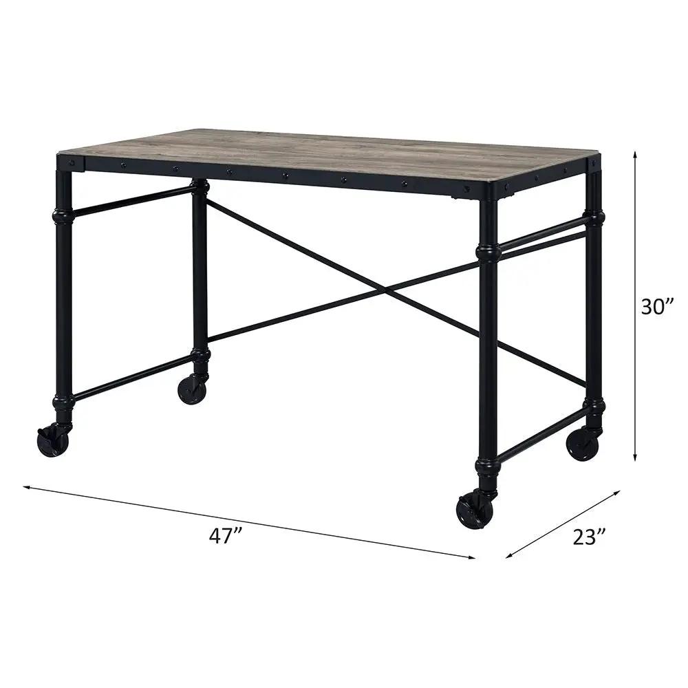 Oklarth - Writing Desk - Rustic Oak & Black by Unique Piece Furniture