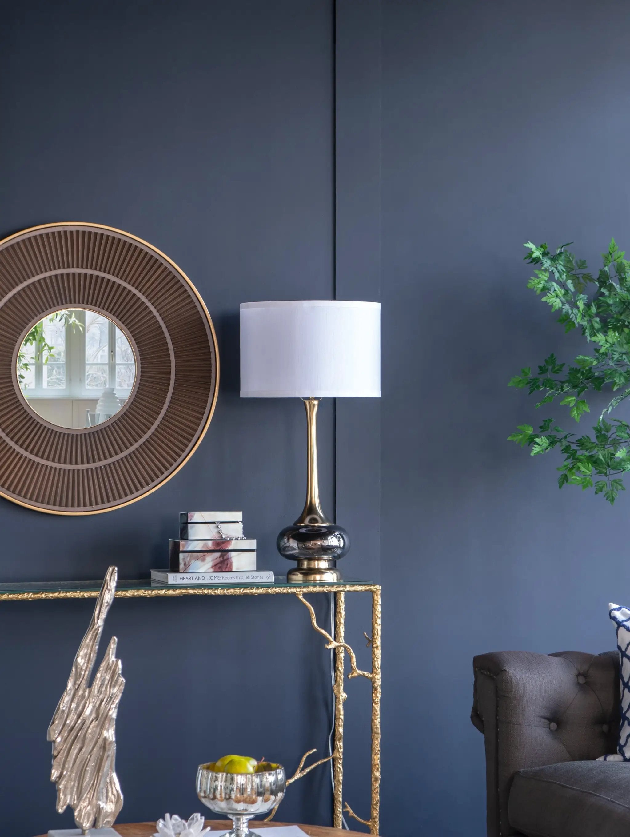 D15x29 Table Lamp with Glass Drum Shade by HouseOfZazla