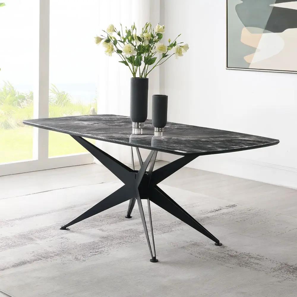 Klaus - Dining Table - Crystal Tempered Glass Top & Black Finish by Unique Piece Furniture