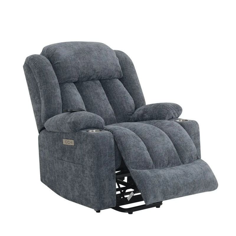 Power Motion Recliner With Lift Heating Massage Function - Blue by Unique Piece Furniture