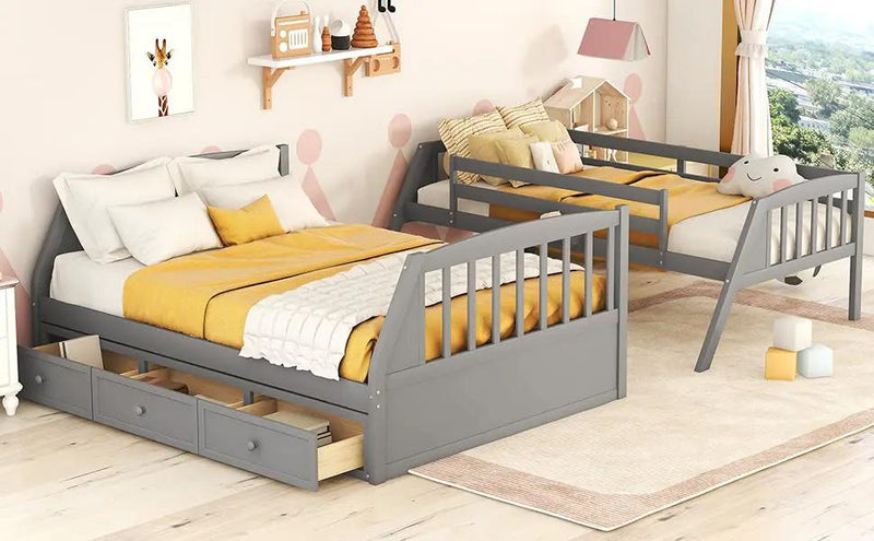 Bunk Bed With Drawers, Ladder And Storage Staircase by HouseOfZazla