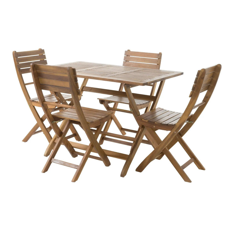 Natural 5 Piece Wood Outdoor Patio Dining Set - Natural Stained by HouseOfZazla