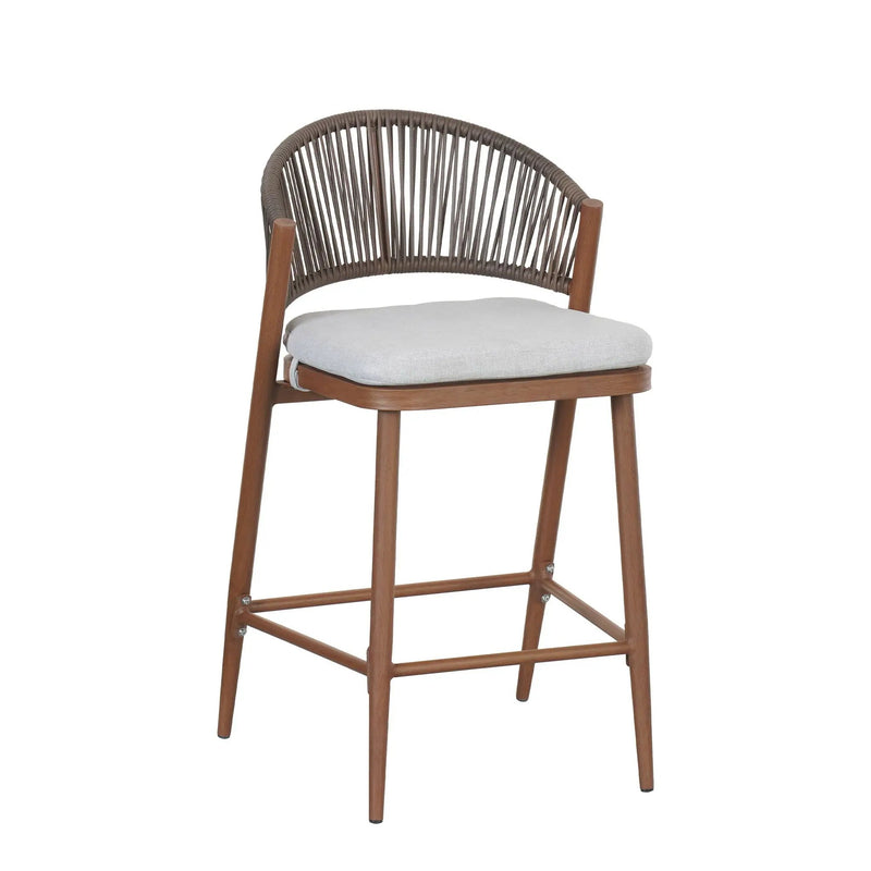 Outdoor 26" Counter Height Metal Frame Counter Stools With Scallop Shaped Backrest & Water Resistant Cushions by HouseOfZazla