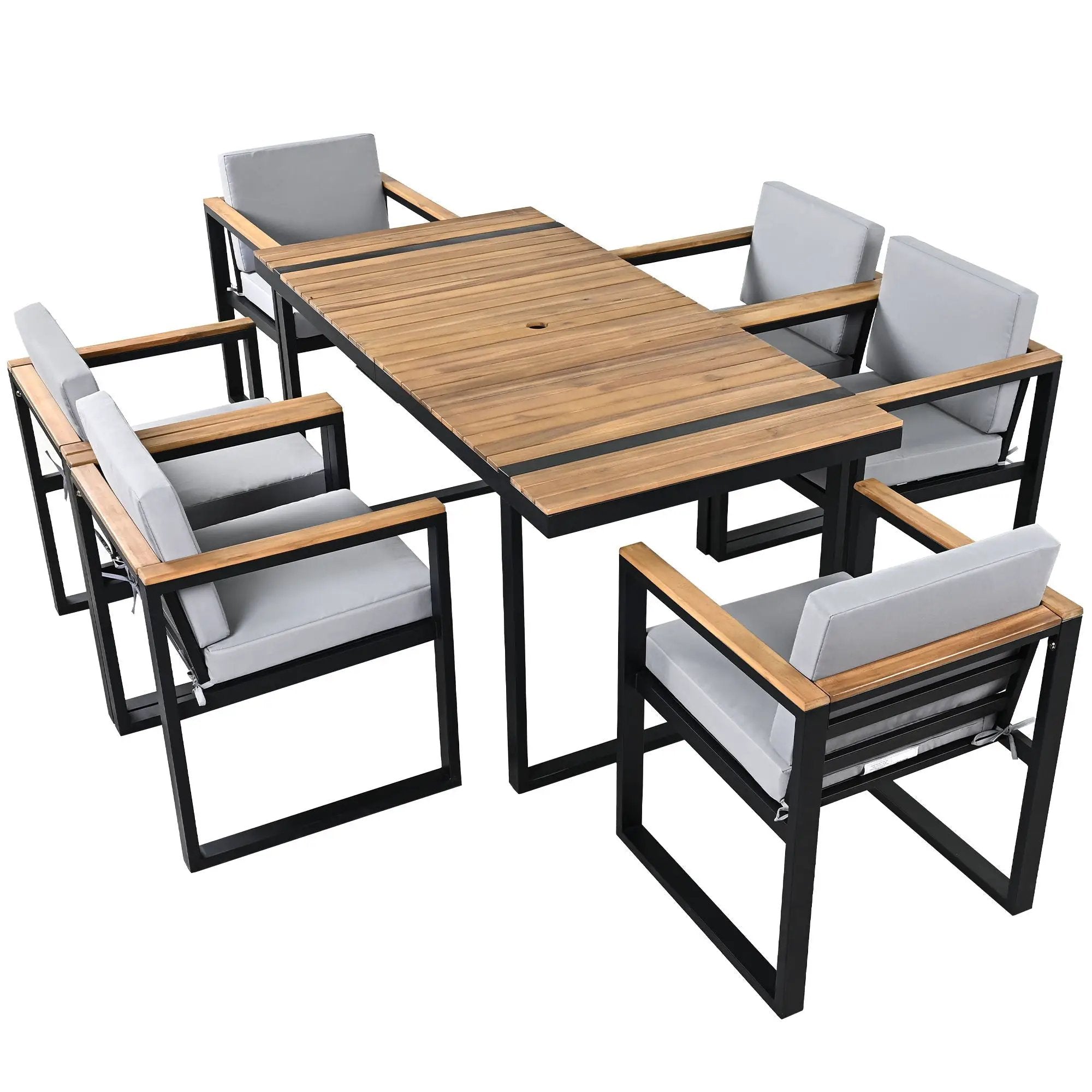 7 Pieces Outdoor Dining Set Patio Dining Table And Chair Set With And Removable Cushions For Patio by HouseOfZazla