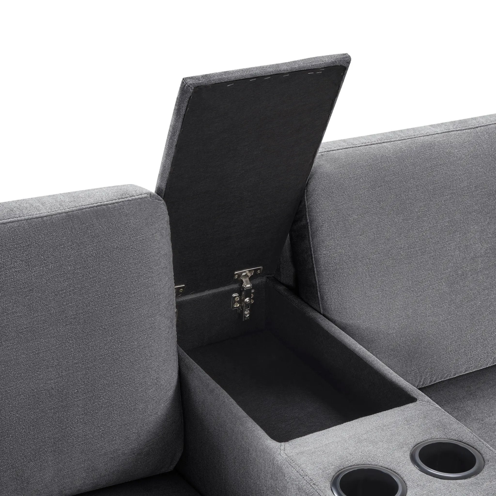 Modular 5 Seat U-Shape Sectional Sofa With Chaise Lounge, Built In Cup Holders And Storage Drawer by HouseOfZazla