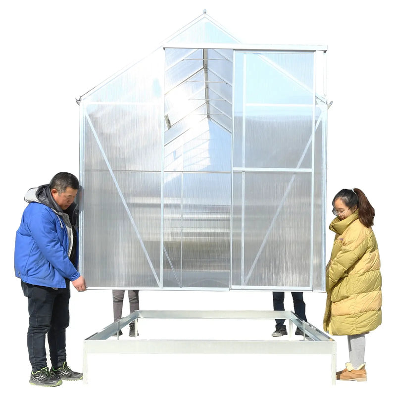 Polycarbonate house, Heavy Duty Outdoor Aluminum Walk-In House Kit With Rain Gutter, Vent And Door For Backyard Garden by HouseOfZazla