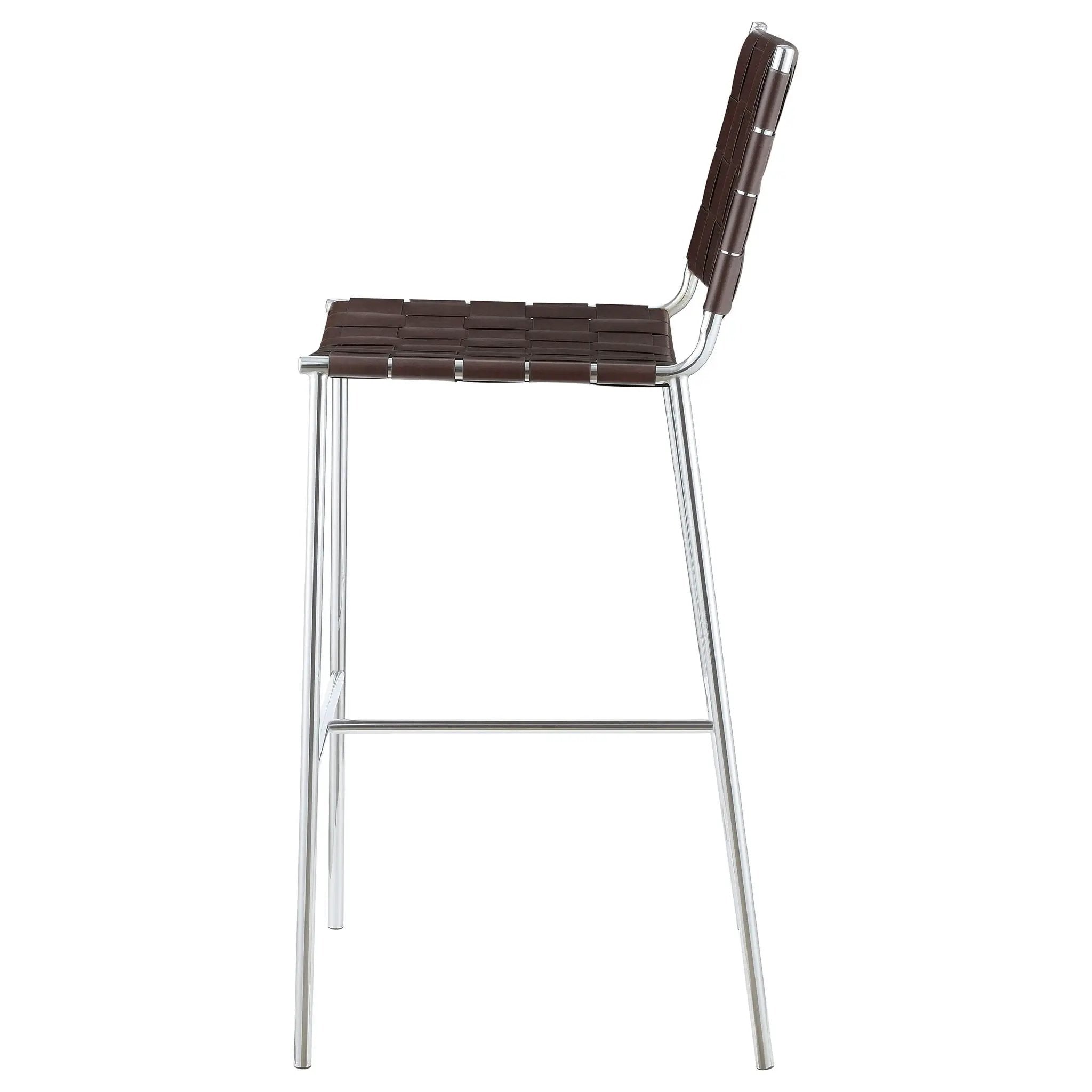 Adelaide Upholstered Pub Height Bar Stool Brown and Chrome by Unique Piece Furniture