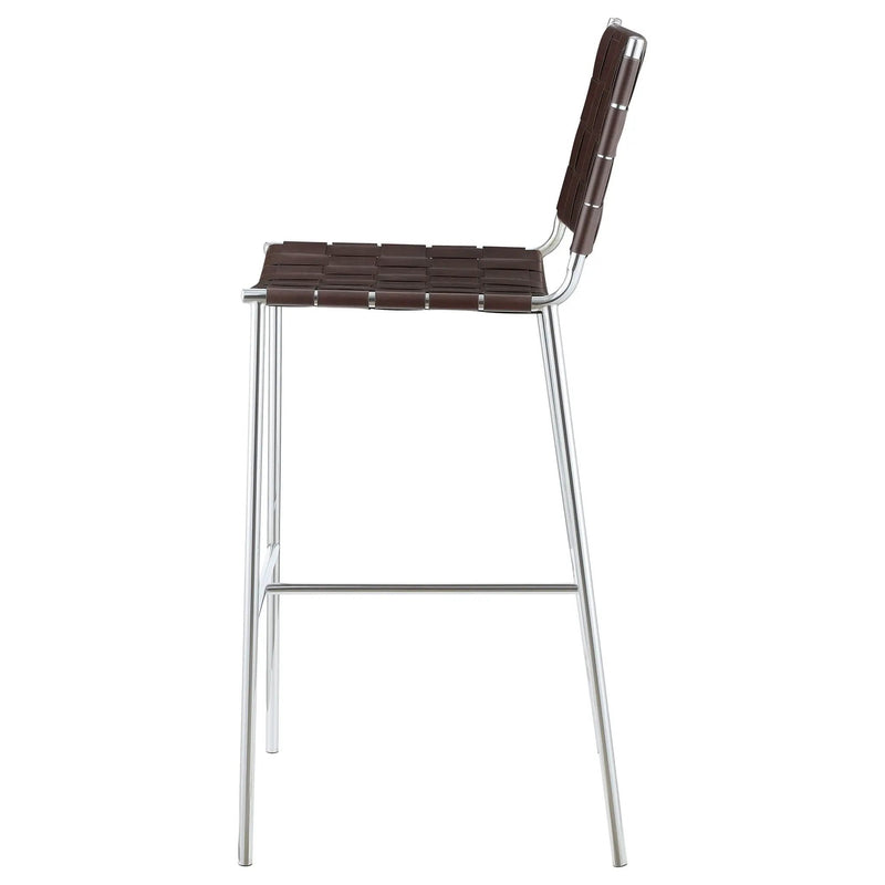 Adelaide Upholstered Pub Height Bar Stool Brown and Chrome by Unique Piece Furniture