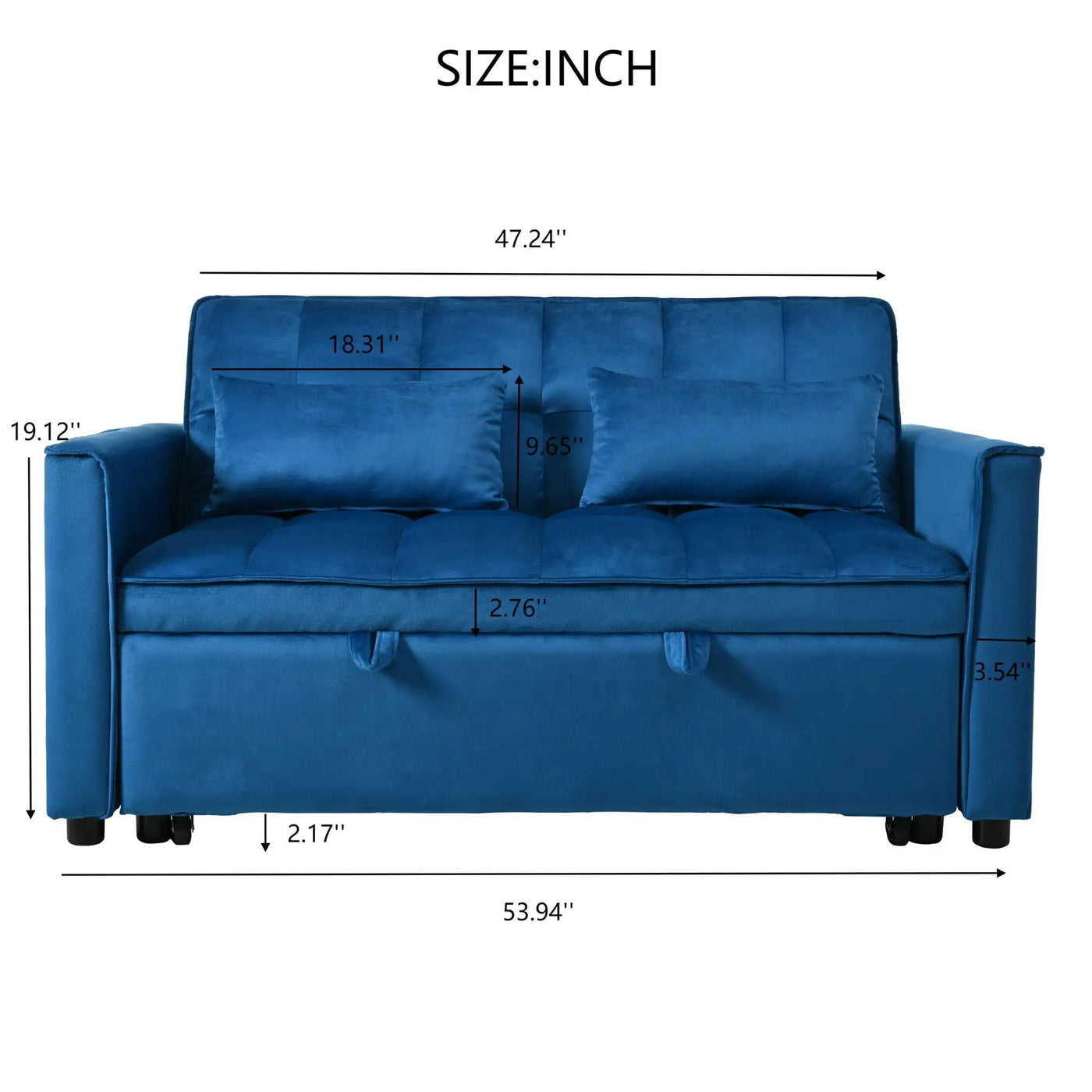 3 In 1 Pull Out Couch Convertible Sofa Bed With Reclining Backrest by Unique Piece Furniture