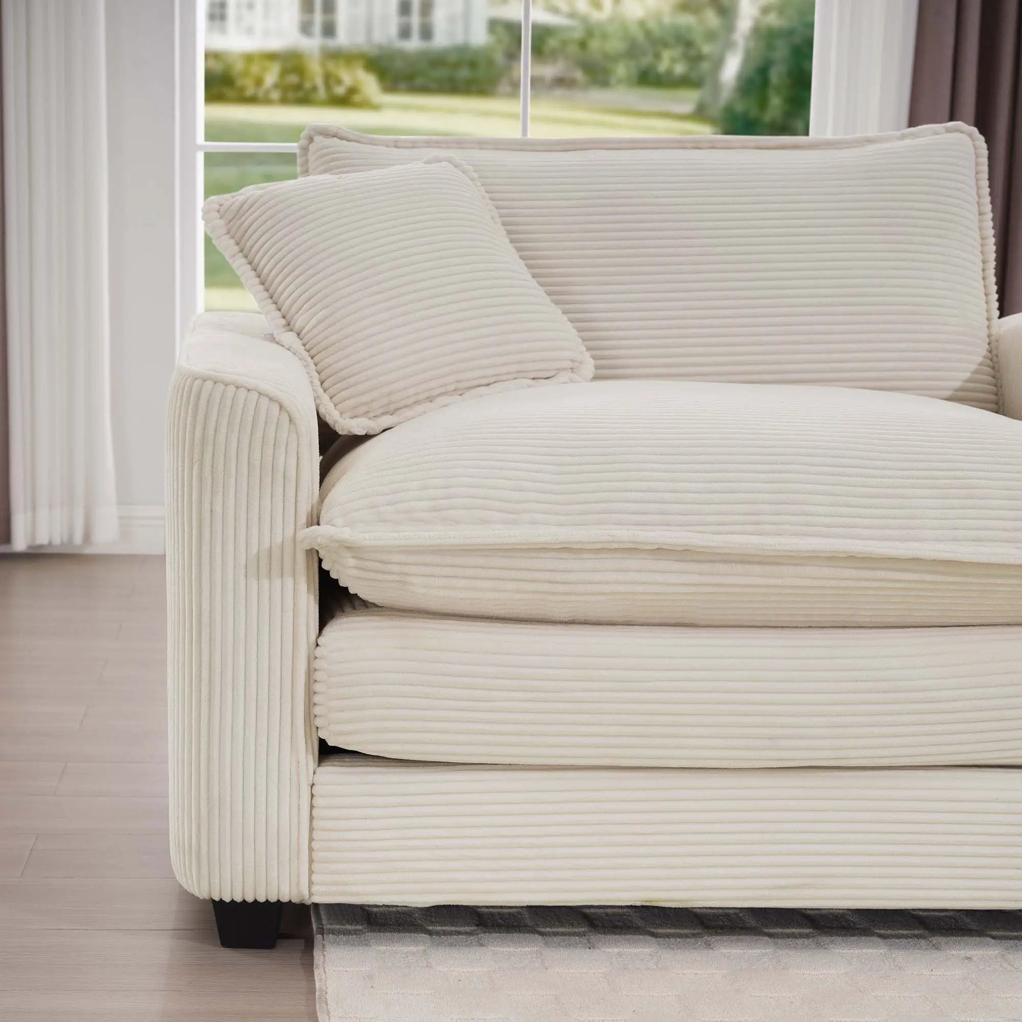 Modern 2 Seater With 4 Pillows, Upholstered Deep Seating Loveseat by HouseOfZazla