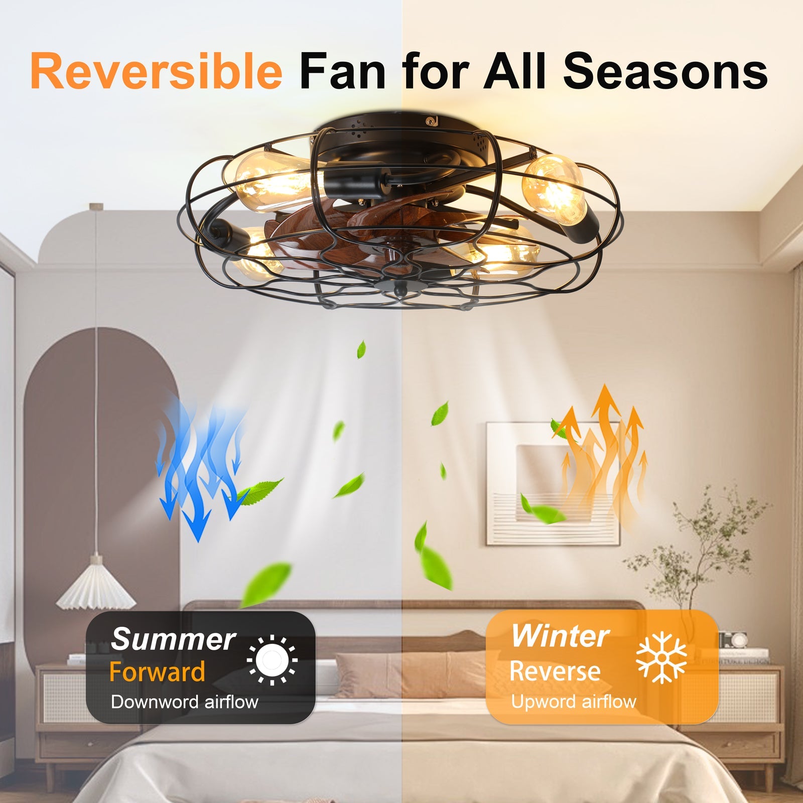 19.7" Industrial Caged Ceiling Fan with Light by HouseOfZazla