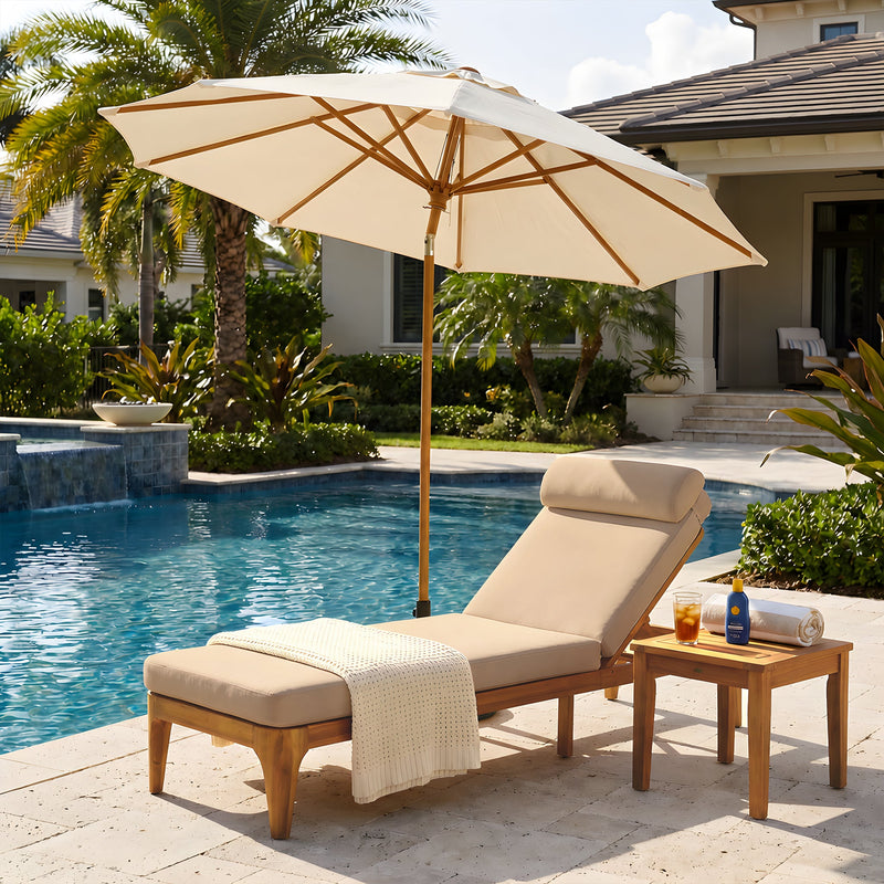 TOPMAX Acacia Wood Chaise Lounge by HouseOfZazla