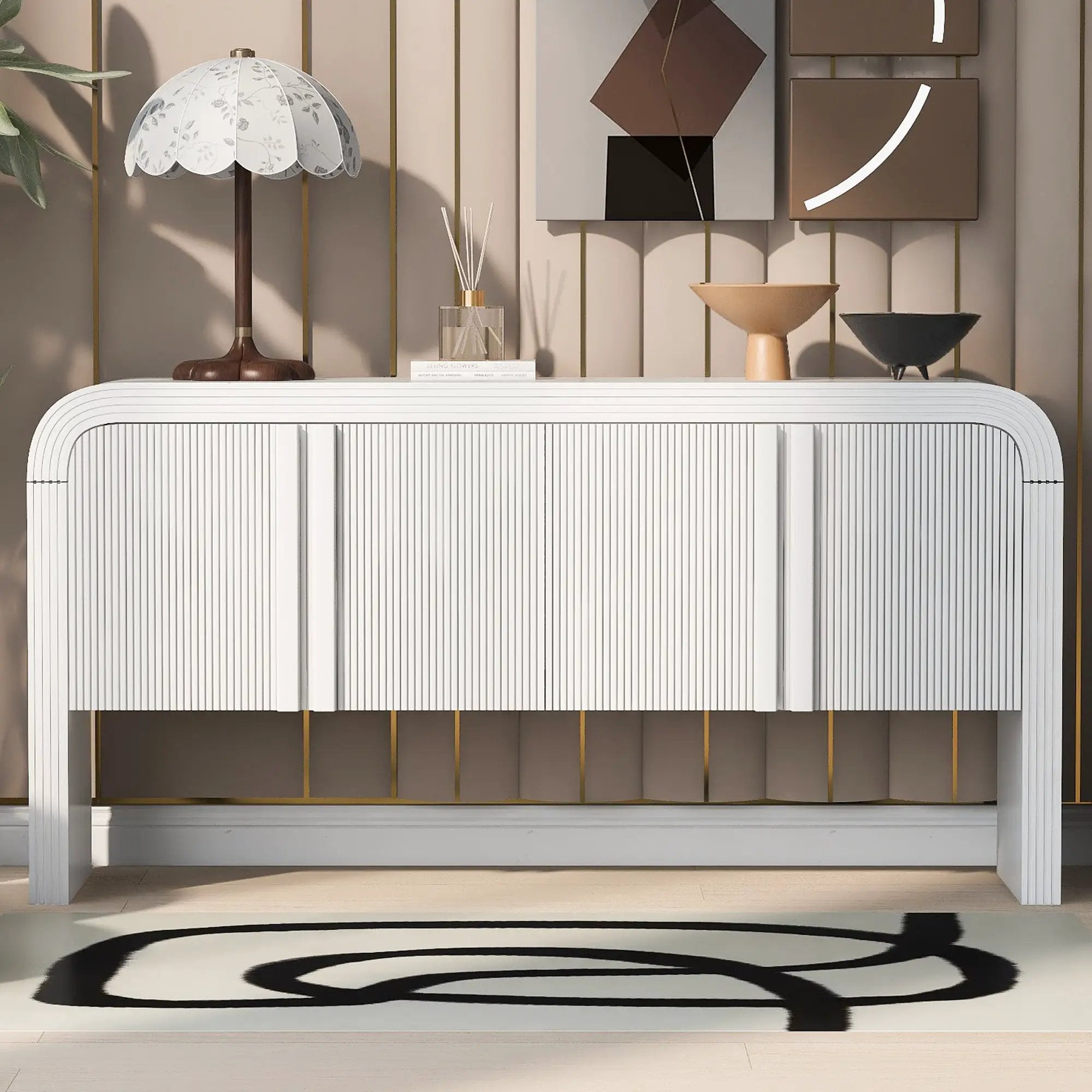 U_STYLE 62.2-Inch Wave-Pattern Console Table by HouseOfZazla