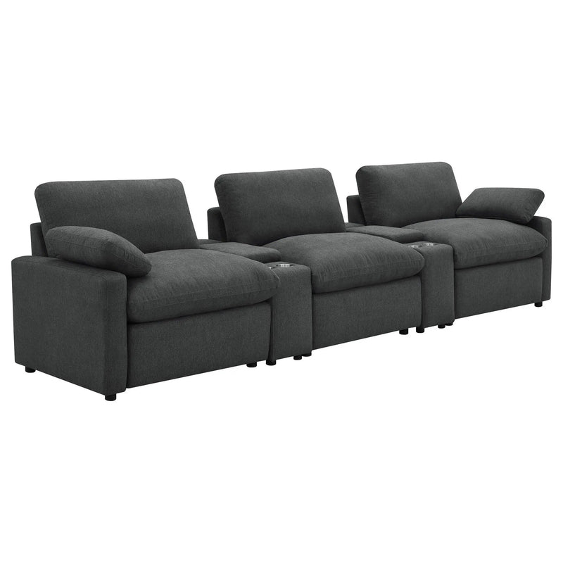 Collins 5-Piece Power Reclining Home Theater Seating Dark Grey by Unique Piece Furniture