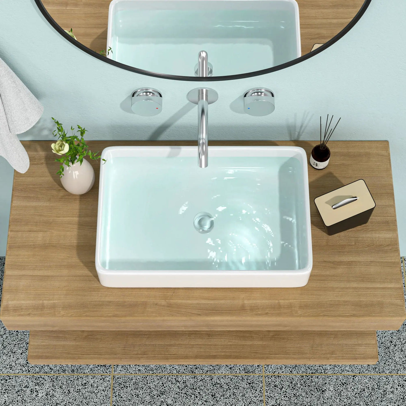 Modern European Design Ceramic Rectangular Vessel Bathroom Sink by HouseOfZazla
