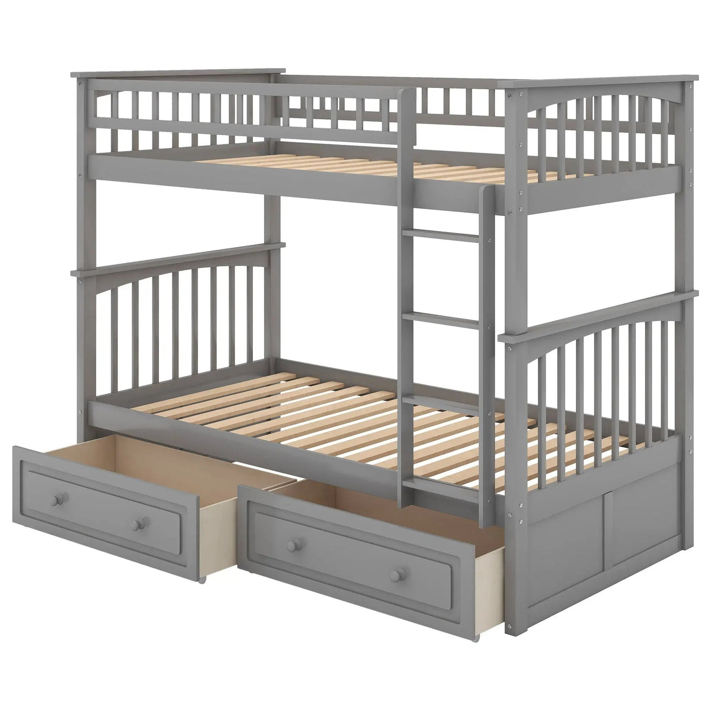 Twin Over Twin Bunk Bed With Drawers, Convertible Beds by HouseOfZazla