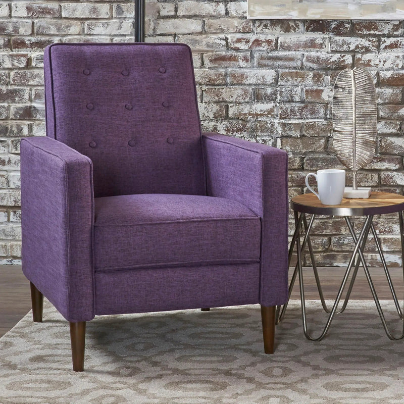 Mid-Century Modern Recliner With Button Tufted Waffle Stitch by Unique Piece Furniture