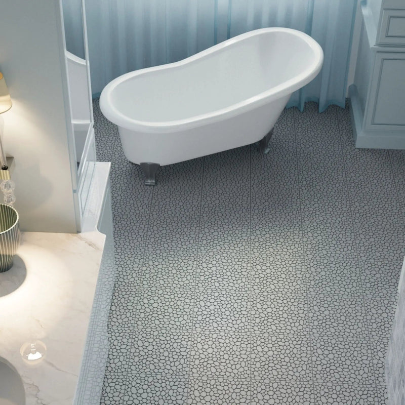 Interlocking Deck Tiles Plastic Waterproof Outdoor All Weather Anti-Slip Bathroom Shower Balcony Porch Strong Weight Capacity Upto 440 Lbs, Pebble Stone Pattern by HouseOfZazla
