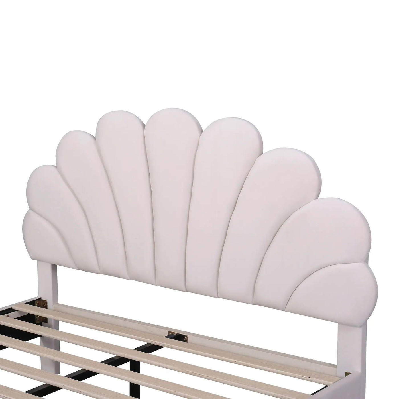 Upholstered Platform Bed With Flower Pattern Headboard by Unique Piece Furniture