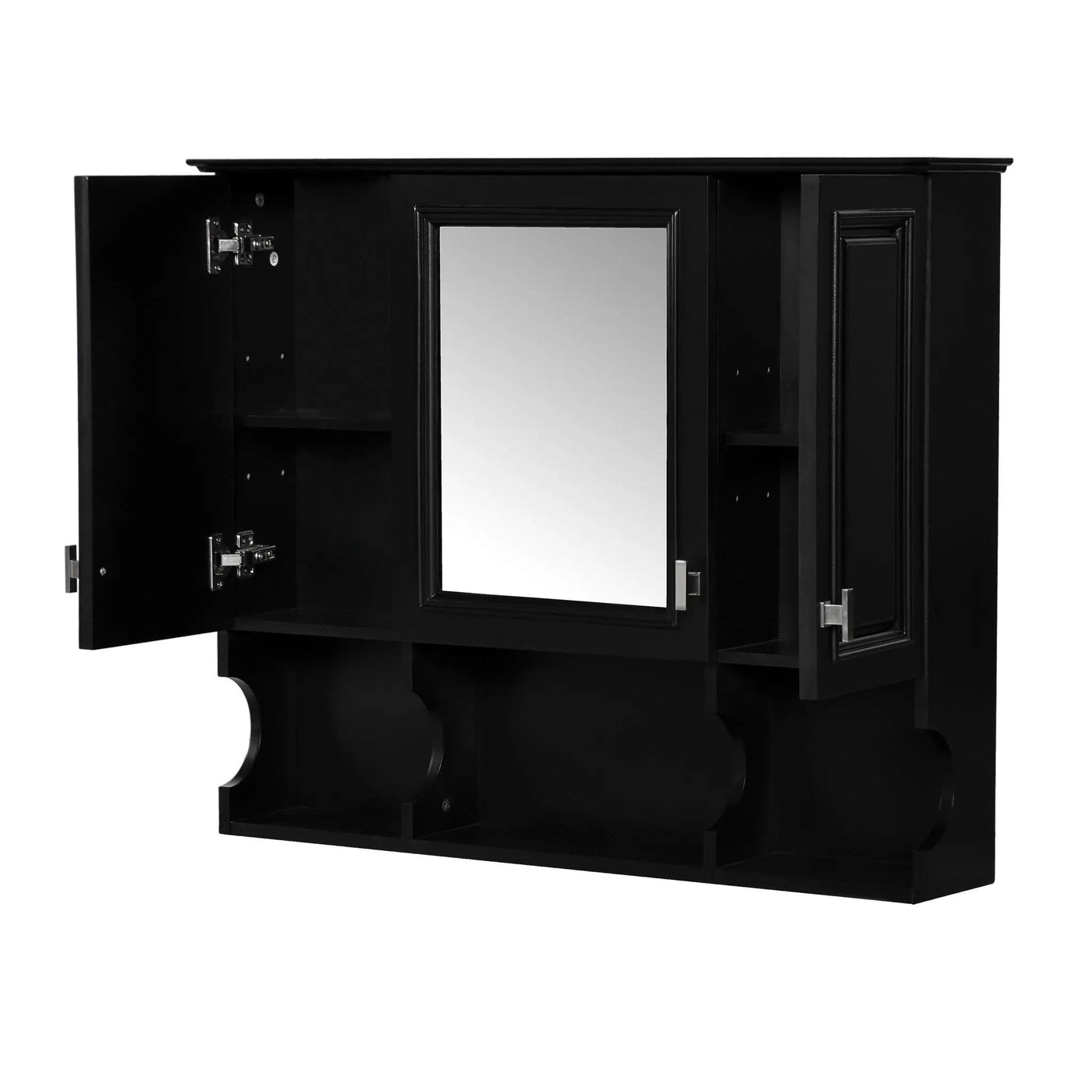 Wall Mounted Bathroom Medicine Wall Cabinet With Mirror & Open Shelves by Unique Piece Furniture
