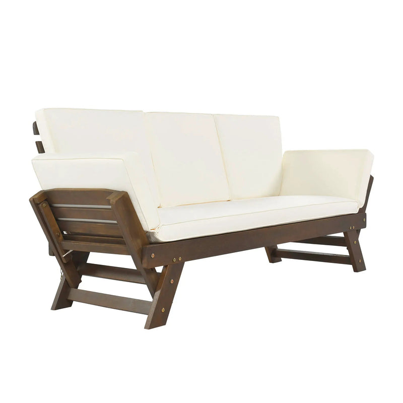 TOPMAX Outdoor Adjustable Patio Wooden Daybed Sofa Chaise Lounge by HouseOfZazla