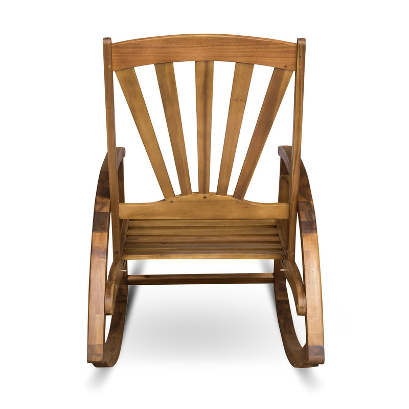 Outdoor Acacia Wood Rocking Chair with Retractable Foot Panel by HouseOfZazla