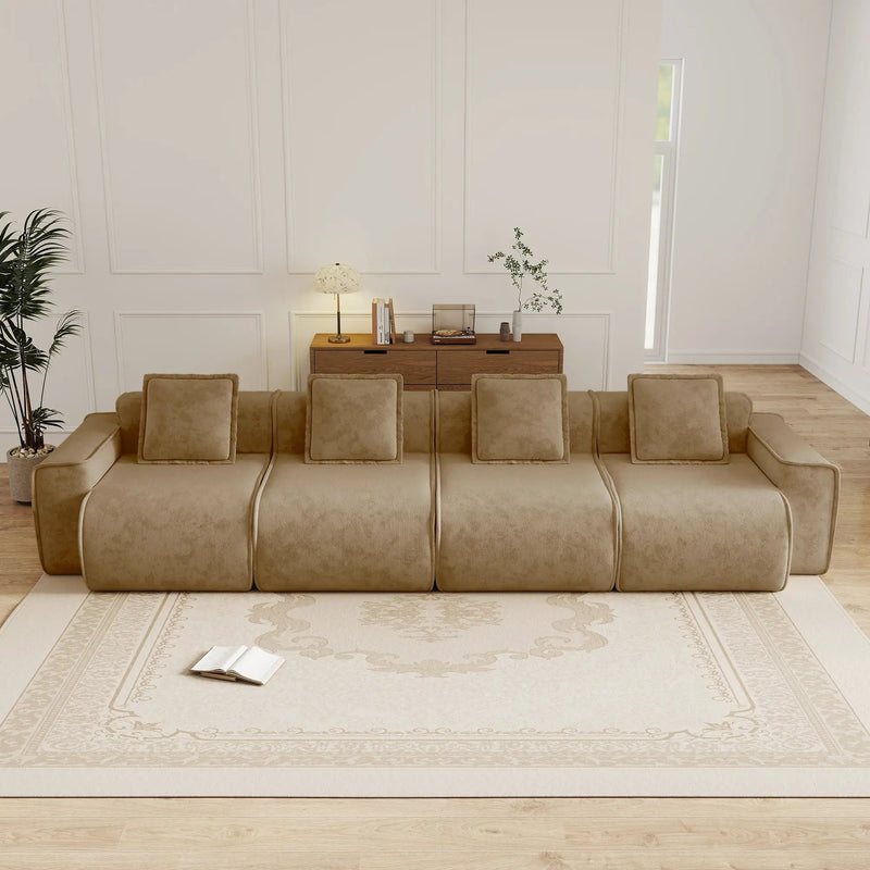 Streamlined Design Deep Seat Modular 4 Seat Boneless Sofa by HouseOfZazla