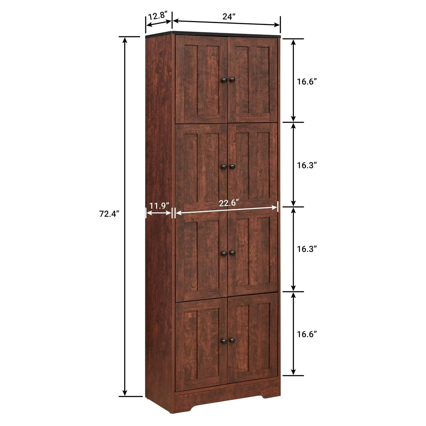 Tall Storage Cabinet With 8 Doors And 4 Shelves, Wall Storage Cabinet For Living Room, Kitchen, Office, Bedroom, Bathroom by Unique Piece Furniture