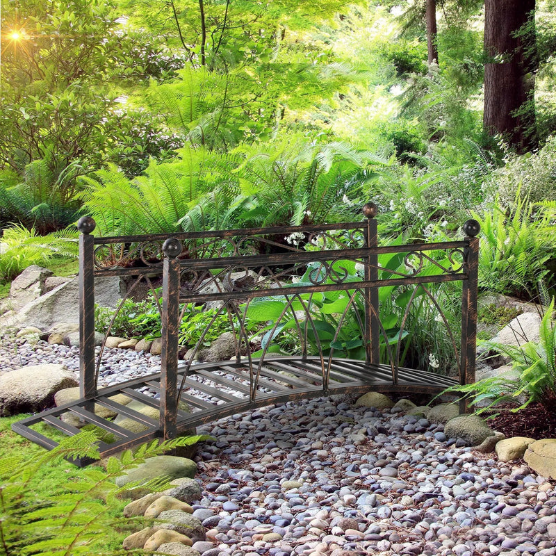 Outsunny 3.3' Metal Arch Zen Garden Bridge with Safety Siderails by HouseOfZazla