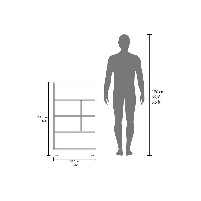 Bookcase, 6 Shelves, 4 Legs - Black by Unique Piece Furniture
