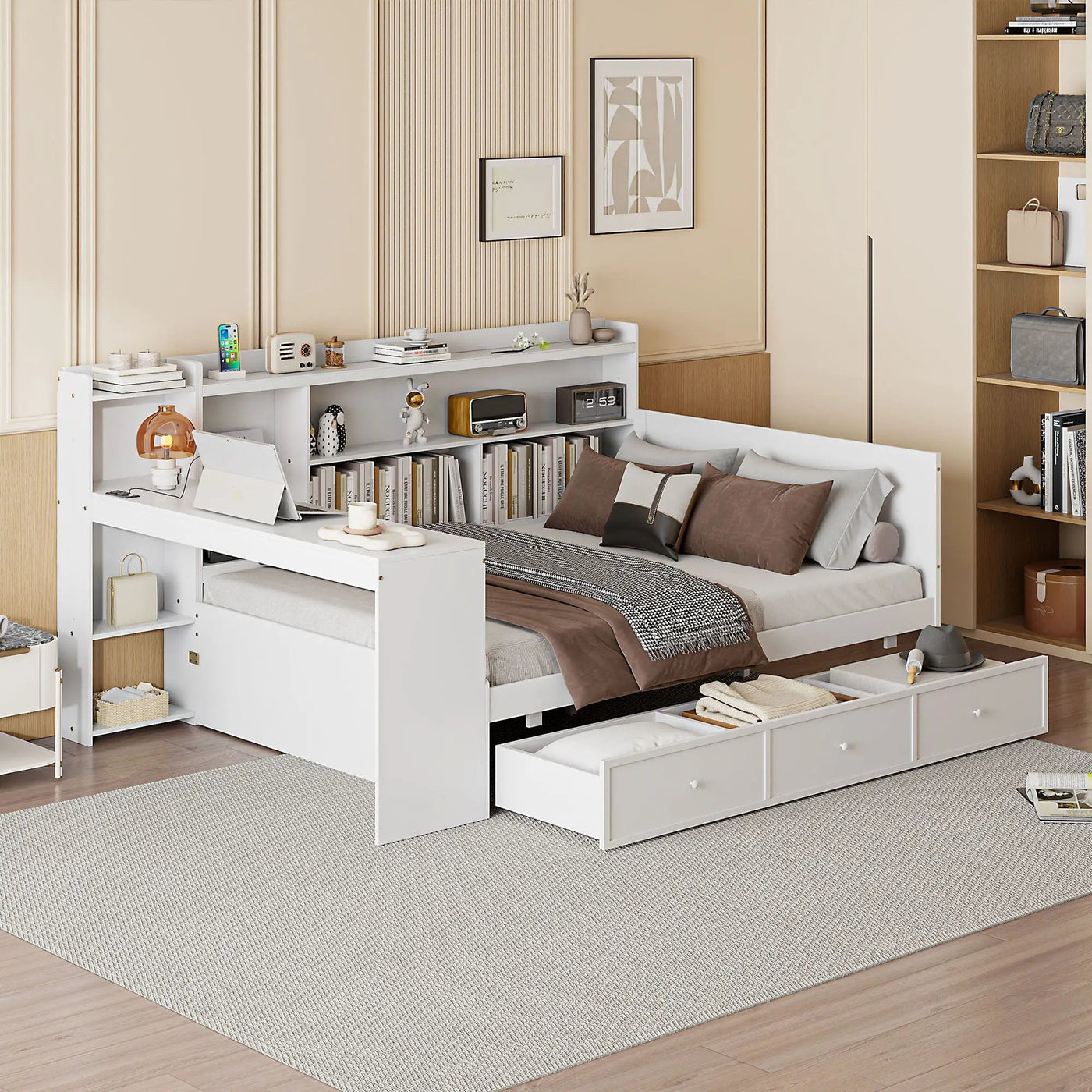 Daybed With 3 Drawers USB Ports And Desk by Unique Piece Furniture