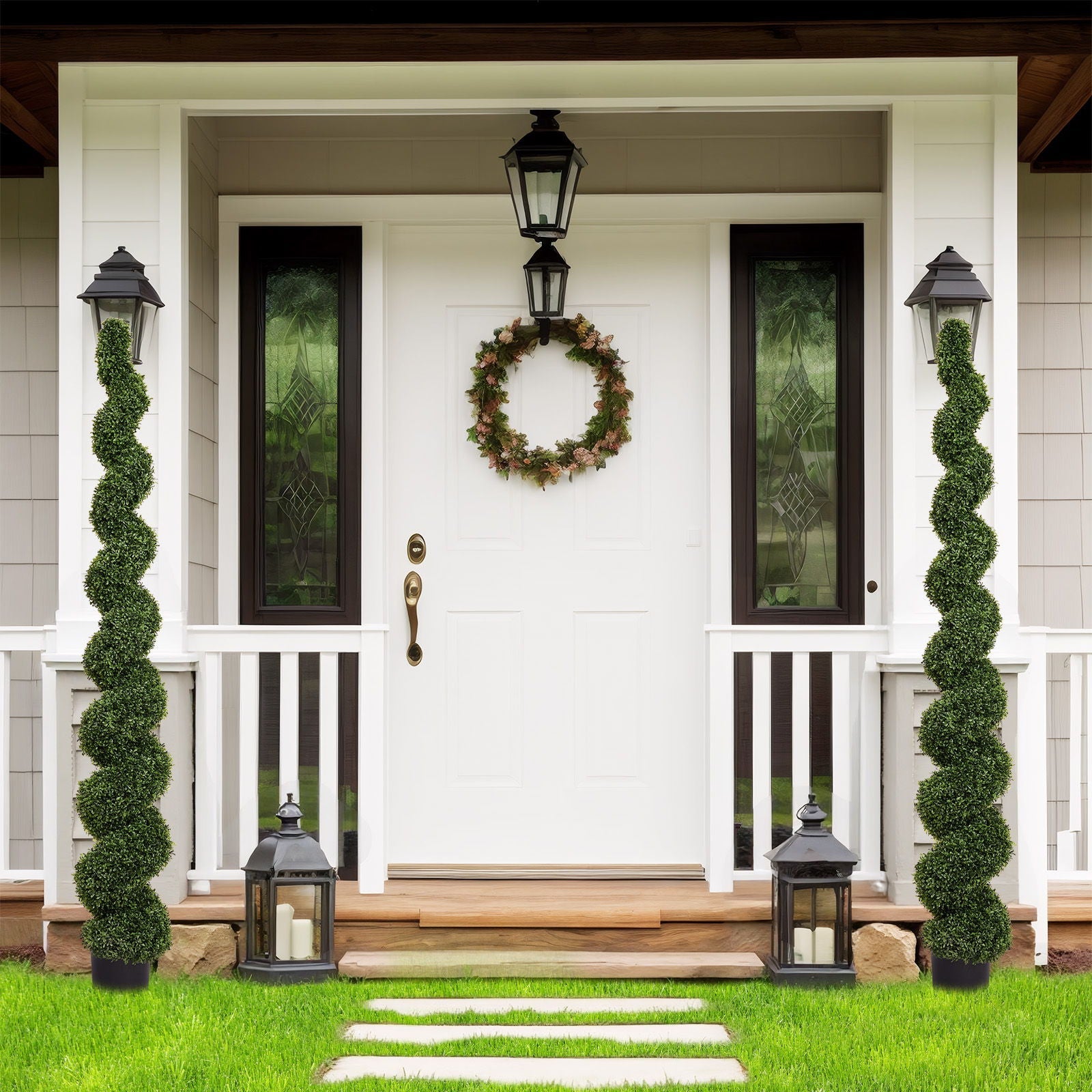 Artificial Outdoor UV Resistant Plastic Boxwood Topiary Spiral Tree by HouseOfZazla