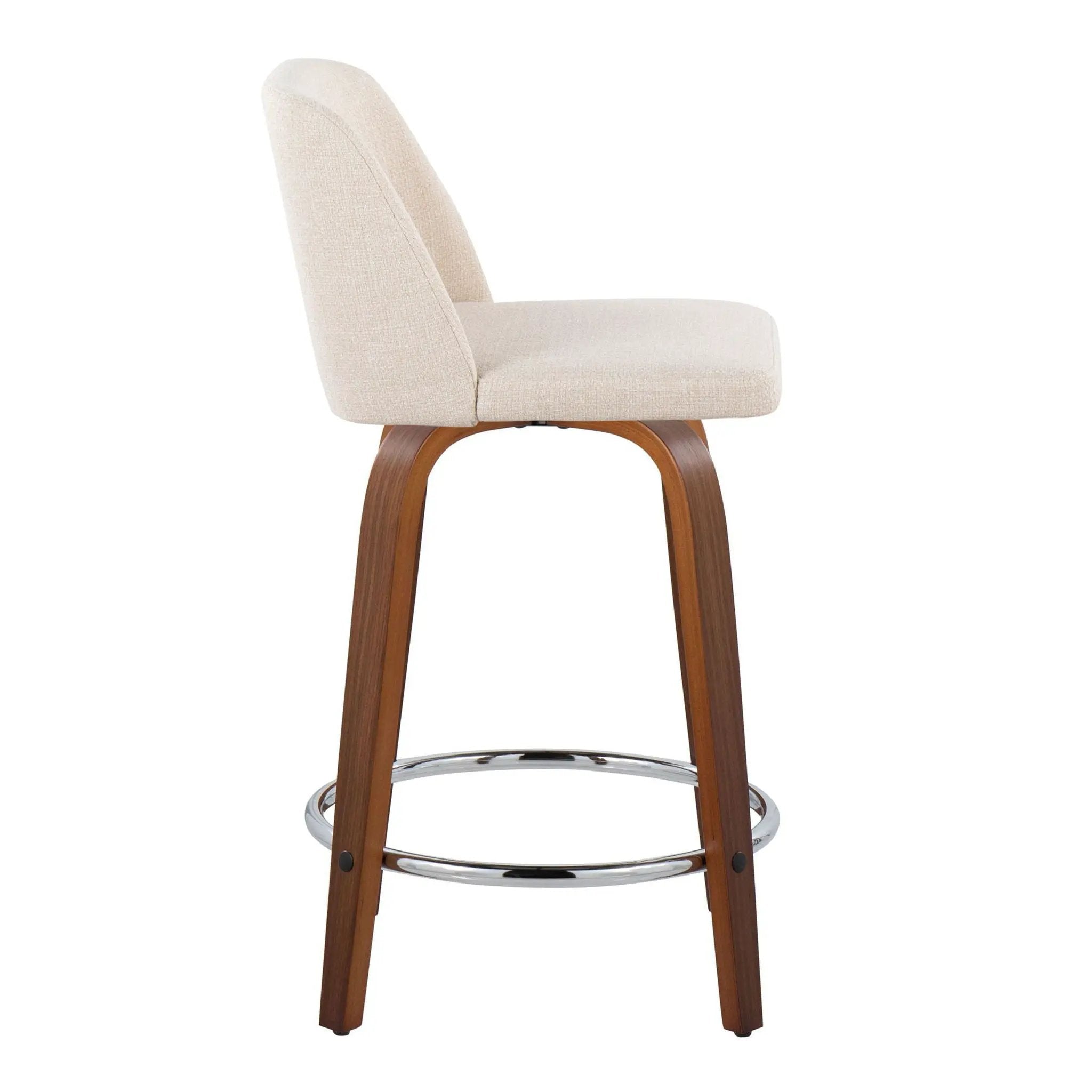 Toriano - Mid Century Modern Fixed Height Counter Stool With Swivel With Round Footrest (Set of 2) by HouseOfZazla
