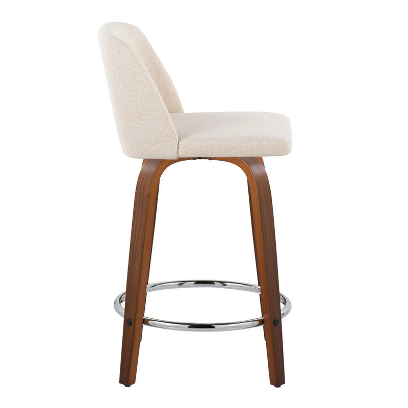 Toriano - Mid Century Modern Fixed Height Counter Stool With Swivel With Round Footrest (Set of 2) by HouseOfZazla