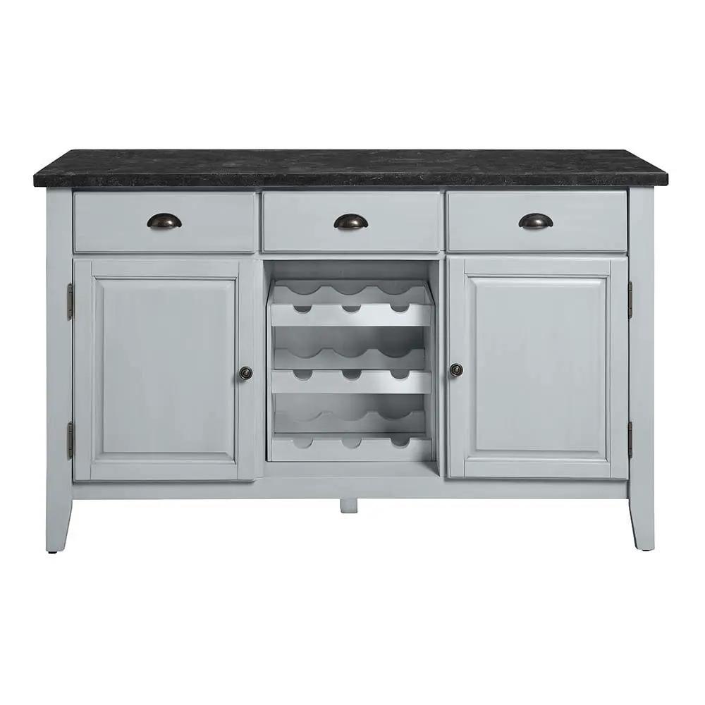 Lanton - Server - Natural Marble & Antique White by Unique Piece Furniture