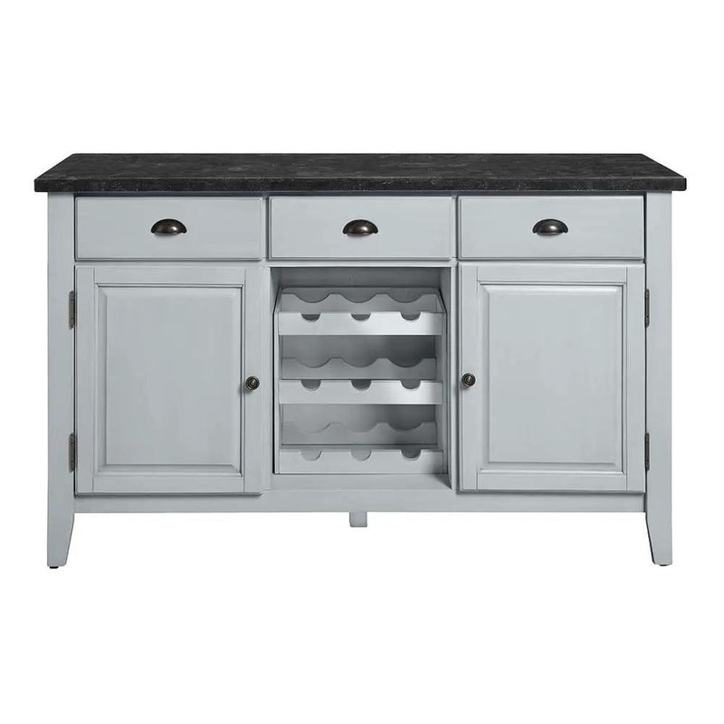 Lanton - Server - Natural Marble & Antique White by Unique Piece Furniture