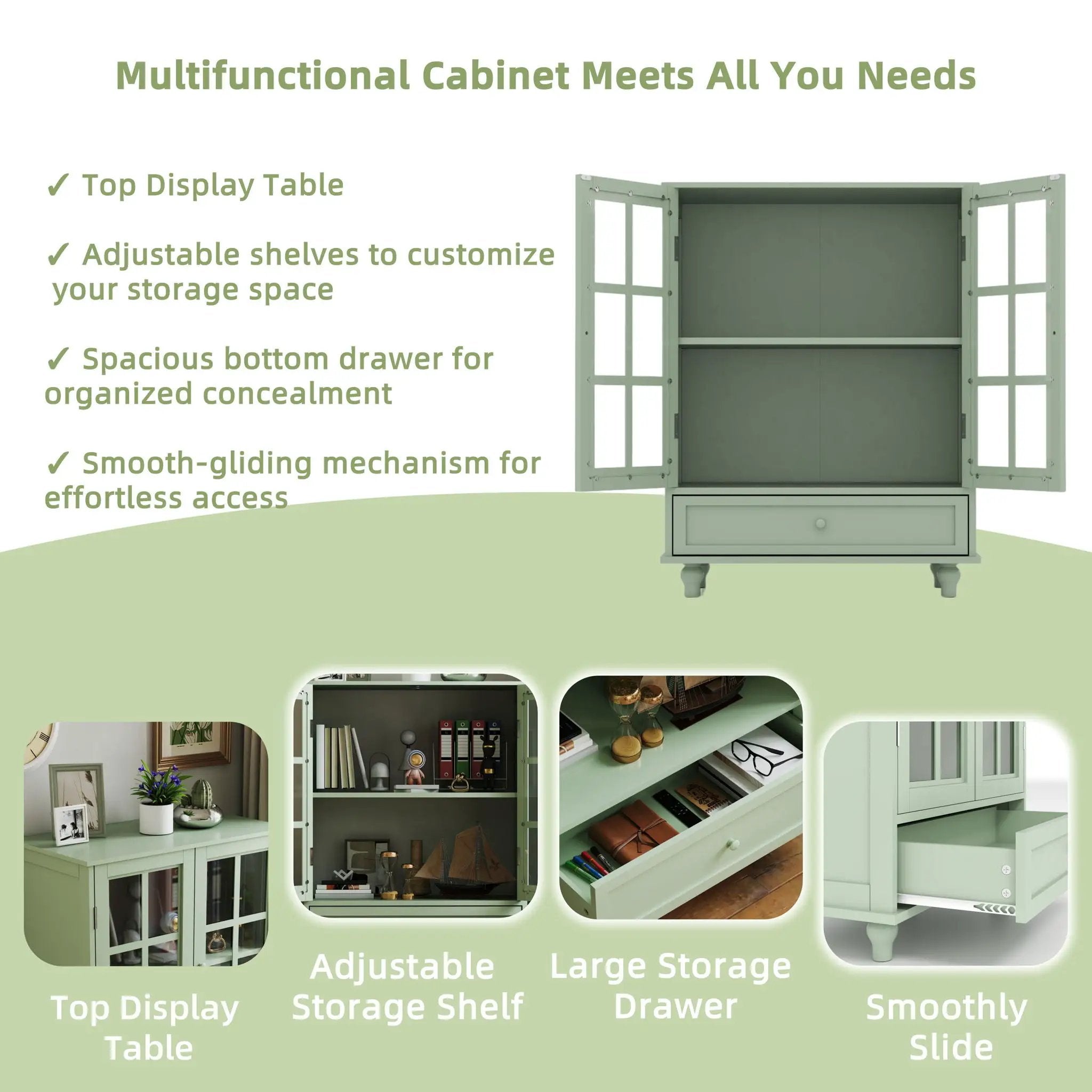 Minimalist Buffet Cabinet With Double Glass Doors And Drawer by HouseOfZazla