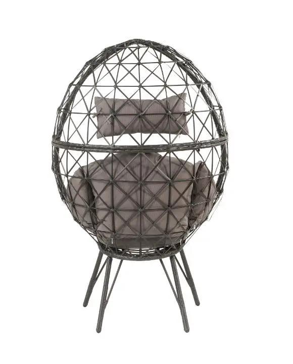 Aeven - Patio Lounge Chair - Light Gray Fabric & Black Wicker by Unique Piece Furniture