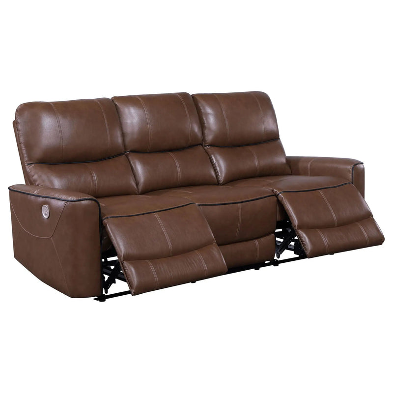 Greenfield 3-piece Power Reclining Sofa Set Saddle Brown by Unique Piece Furniture