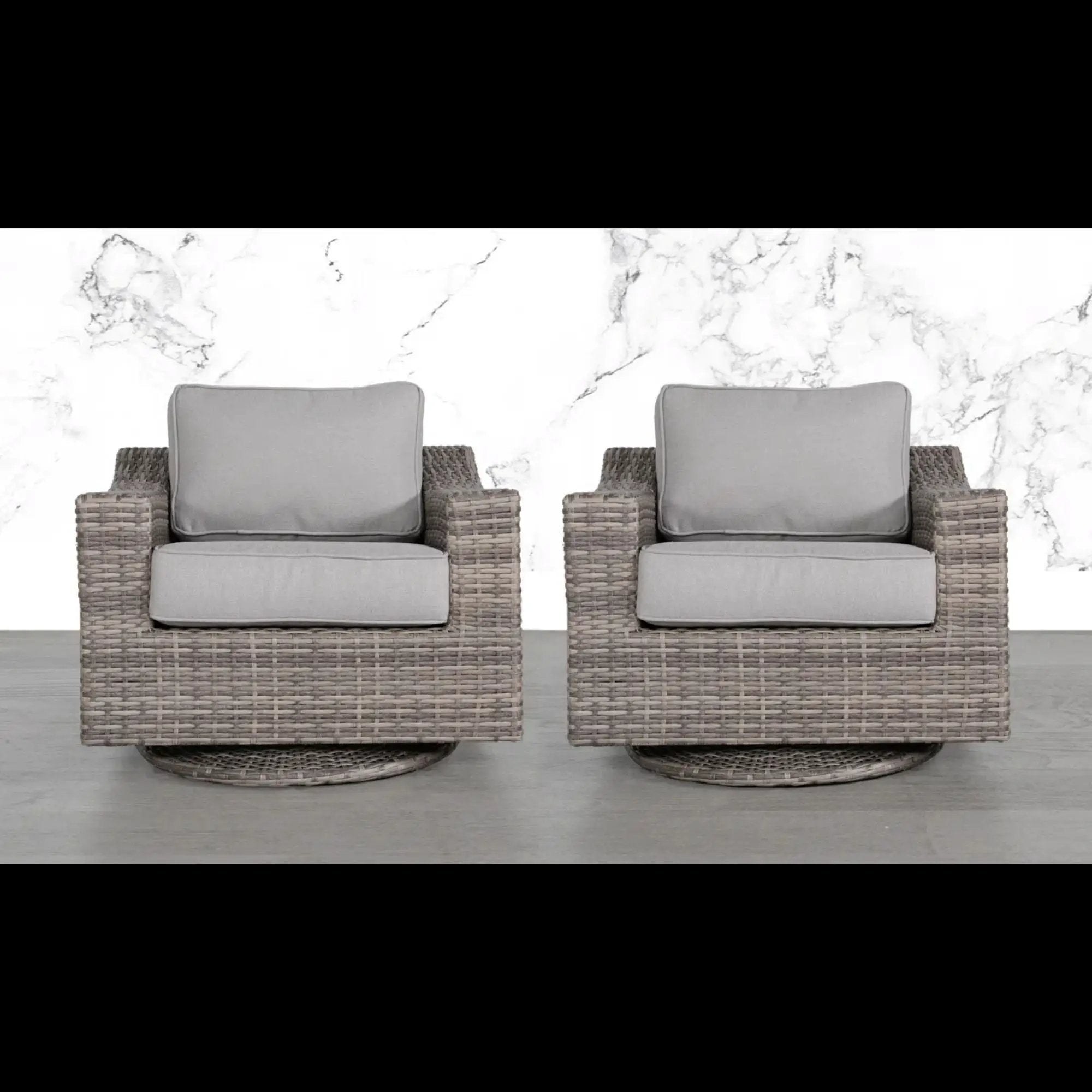 Swivel Patio Chair With Luxurious Cushions Perfect For Outdoor Relaxation (Set of 2) - Gray Mix by Unique Piece Furniture