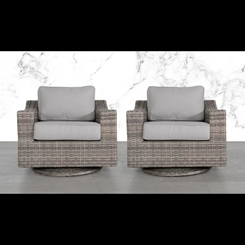 Swivel Patio Chair With Luxurious Cushions Perfect For Outdoor Relaxation (Set of 2) - Gray Mix by Unique Piece Furniture
