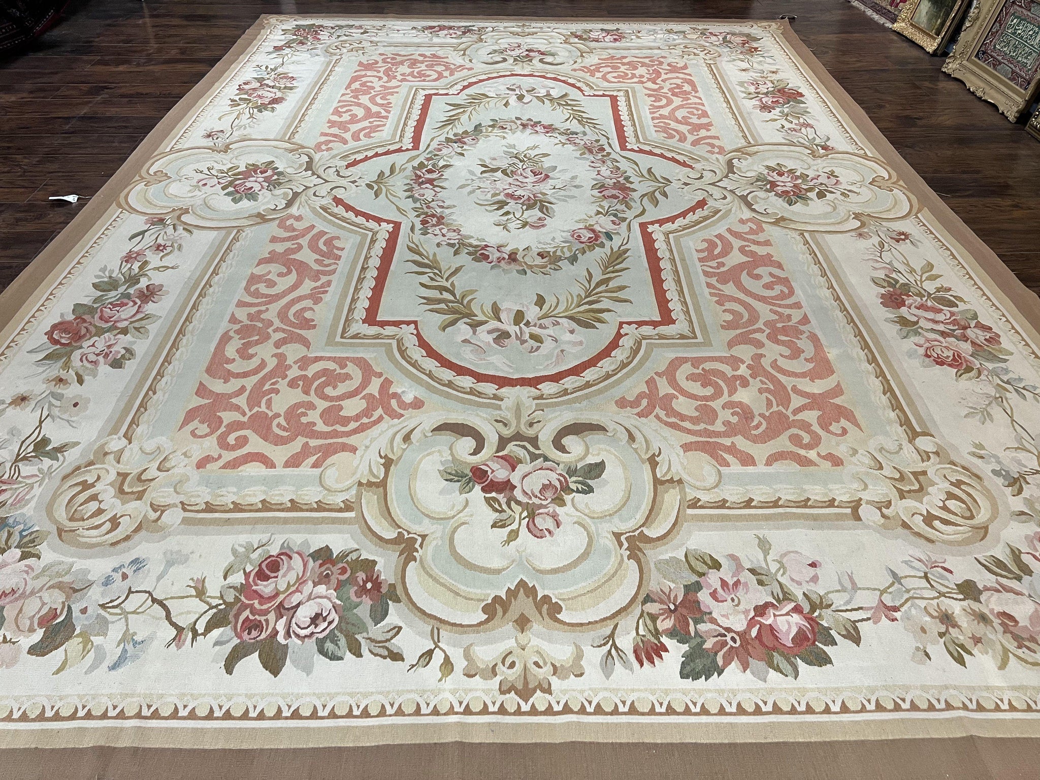 Aubusson Rug 10x14, Wool Handmade Vintage Carpet, Elegant French European Design Rug, Large Room Sized Aubusson Rug, Stark Carpet by Jewel Rugs