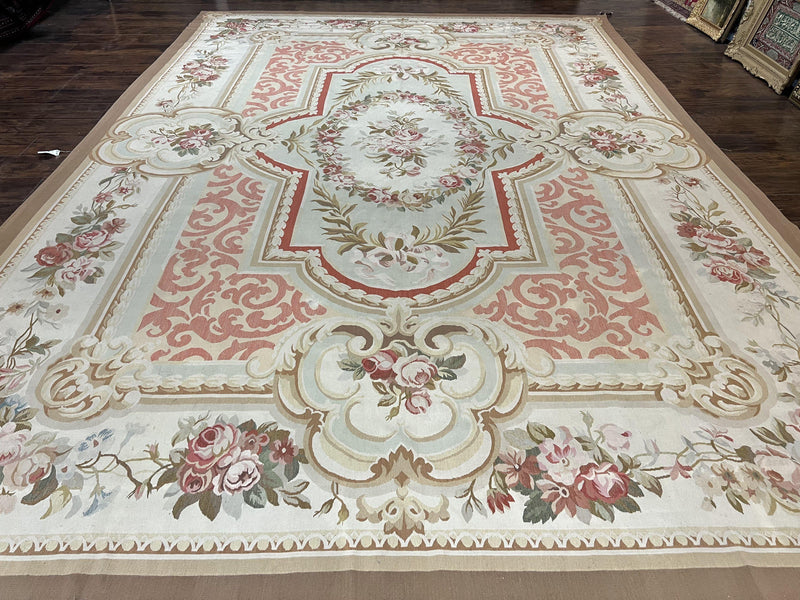 Aubusson Rug 10x14, Wool Handmade Vintage Carpet, Elegant French European Design Rug, Large Room Sized Aubusson Rug, Stark Carpet by Jewel Rugs